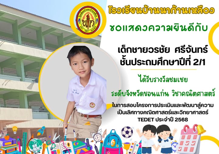 รางวัลชมเชยวิชาคณิตศาสตร์ TEDET ประจำปี 2568 ระดับจังหวัดขอนแก่น